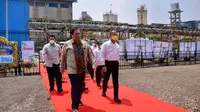 Menteri Koordinator Bidang Perekonomian Airlangga Hartarto dalam acara groundbreaking proyek perluasan PT Smelting di Gresik, Provinsi Jawa Timur.