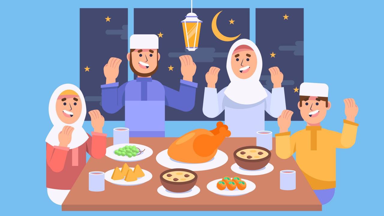 Ilustrasi sahur, buka puasa, Islami