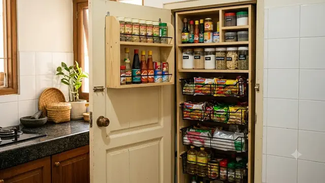 6 Model Pantry Mini di Balik Pintu Dapur, Solusi Cerdas Optimalkan Ruang