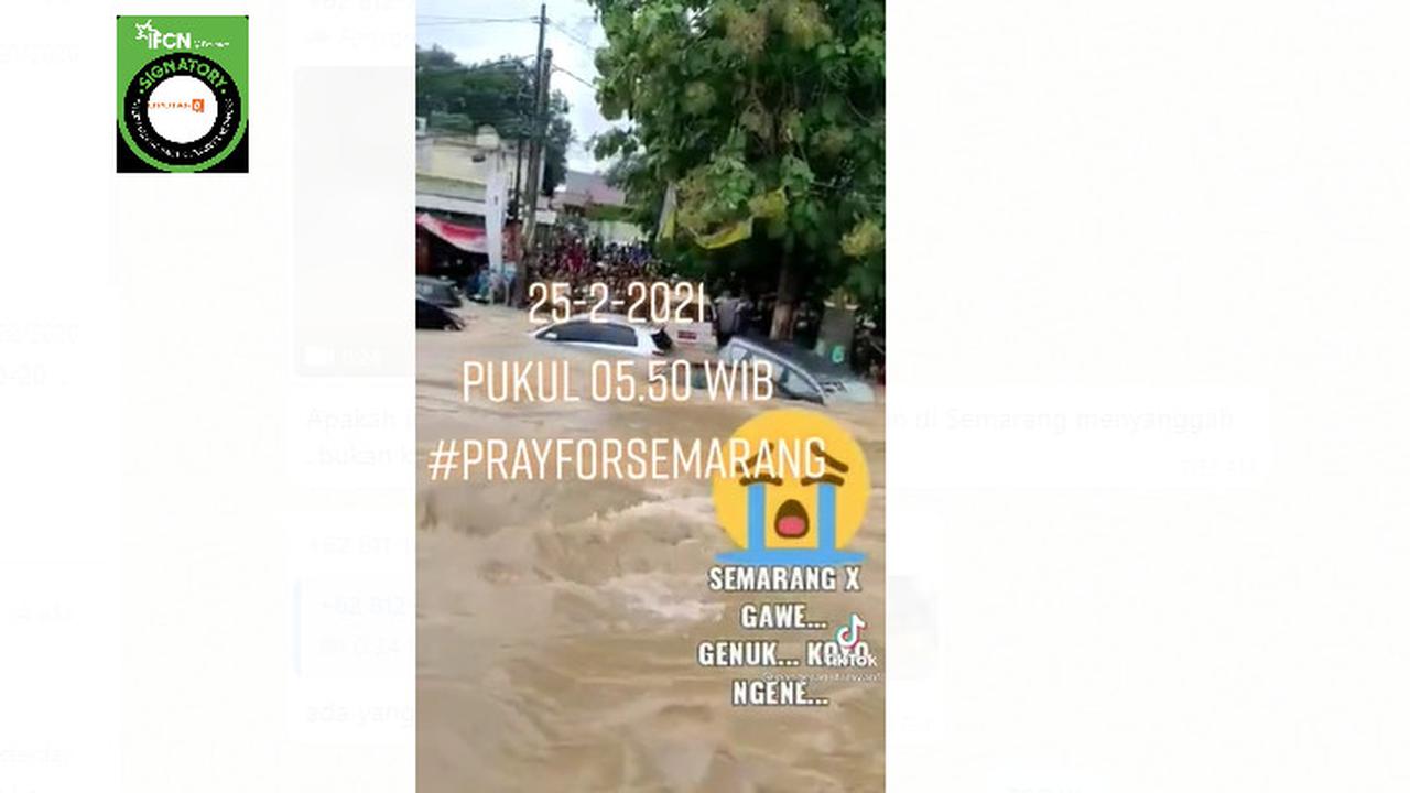 Cek Fakta Liputan6.com menelusuri klaim video kendaraan terseret arus banjir di Semarang