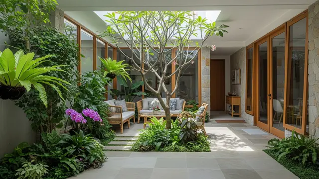 Rumah Kecil Tapi Luas dengan Taman Dalam Rumah dan Pohon Indoor