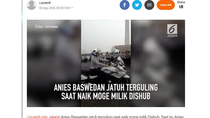 Cek Fakta Liputan6.com menelusuri klaim video Anies Baswedan test drive Sirkuit Monas