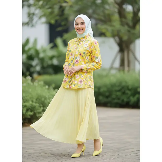 Inspirasi OOTD Floral Hijabers 2025. Foto: Gemini