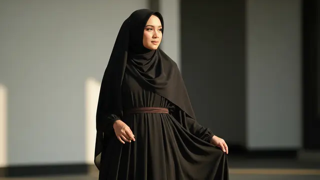 Model Gamis Serba Hitam Tanpa Terlihat Monoton