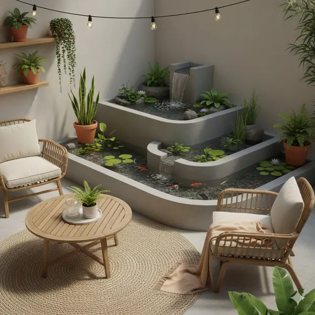 Model Kolam Ikan Mini di Teras Rumah yang Simple tapi Cantik
