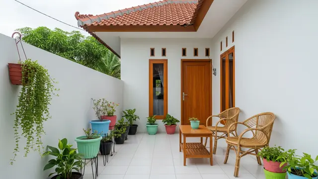 Tips Menata Pot Bunga dan Kursi di Teras Sempit agar Tetap Nyaman/ Ilustrasi AI