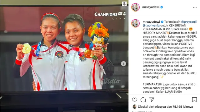 Ucapan Terima Kasih Ayu Dewi untuk Greysia Polii dan Apriani Rahayu di Olimpiade Tokyo 2020