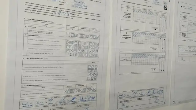 Hasil perhitungan suara Tempat Pemungutan Suara (TPS) lokasi Menteri Perdagangan (Mendag) RI, Zulkifli Hasan mencoblos, yaitu di TPS 179, Jalan Cipinang Muara RT 2 RW 16, Kelurahan Cipinang Muara, Kecamatan Jatinegara, Kota Jakarta. (Gagas/Liputan6.com)