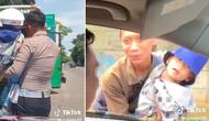 Penuhi Keinginan Anak, Seorang Bapak Berani Menyetop Mobil Patroli Polisi. (©2023 Merdeka.com/tiktok.com/rizkints30)
