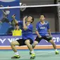 Ganda putra Indonesia Hendra Setiawan/Mohammad Ahsan tersingkir di perempat final Korea Open Super Series 2015, Jumat (18/9/2015). (Liputan6.com/Humas PP PBSI)