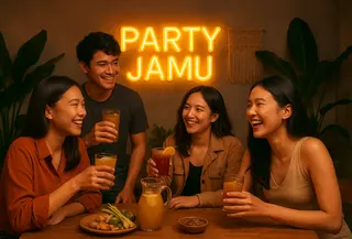 Di kalangan Gen Z kini viral hadirnya konsep party jamu. Apa itu? (Ilustrasi oleh AI)