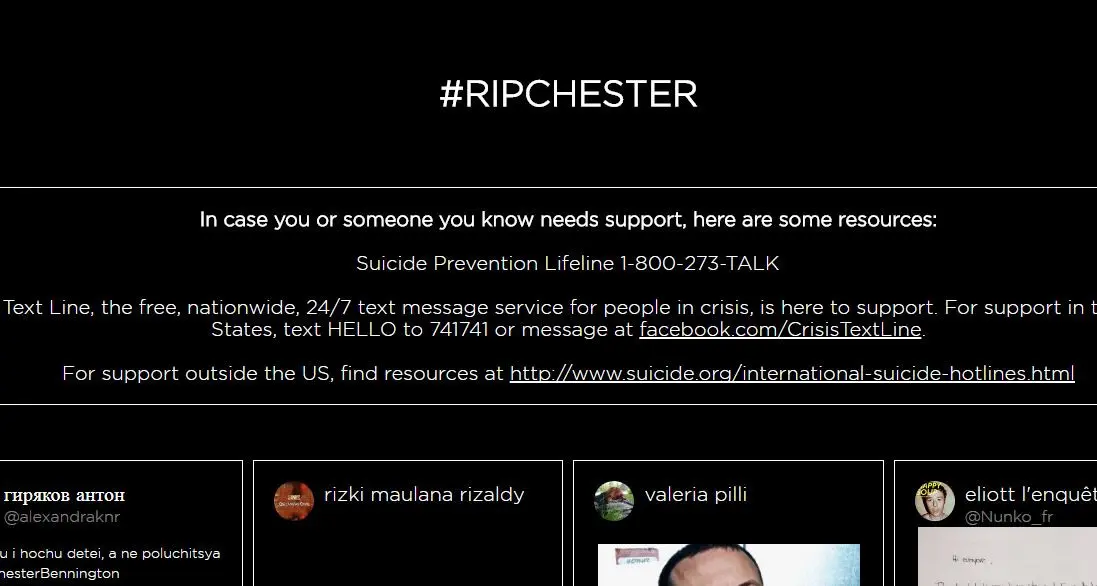 Setelah Chester Bennington meninggal, Linkin Park merilis laman tambahan berisi pencegahan bunuh diri. (chester.linkinpark.com)