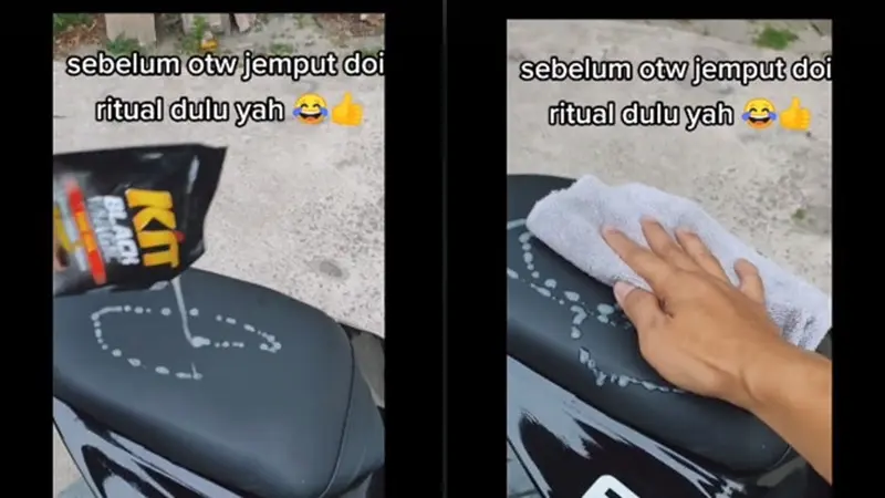 Viral Video Ritual Sebelum Jemput Pacar Pakai Motor Ini Bikin Ngakak