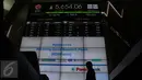 Seorang karyawan berjalan didepan monitor saat peluncuran bank administrator Rekening Dana Nasabah (RDN) Bank Panin di Bursa Efek Indonesia, Jakarta, Rabu (5/4). (Liputan6.com/Angga Yuniar)
