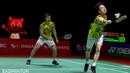 Ganda putra Indonesia, Kevin Sanjaya Sukamuljo/Marcus Fernaldi Gideon, berhasil meraih kemenangan dua gim langsung atas wakil Prancis, Lucas Corvee/Ronan Labar, pada babak kedua Indonesia Masters 2021. (Badminton Photo/Raphael Sachetat)