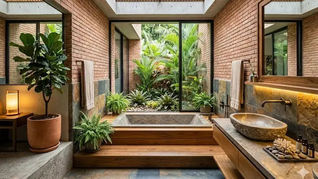 Bata Ekspos untuk Kamar Mandi Natural dan Relaks