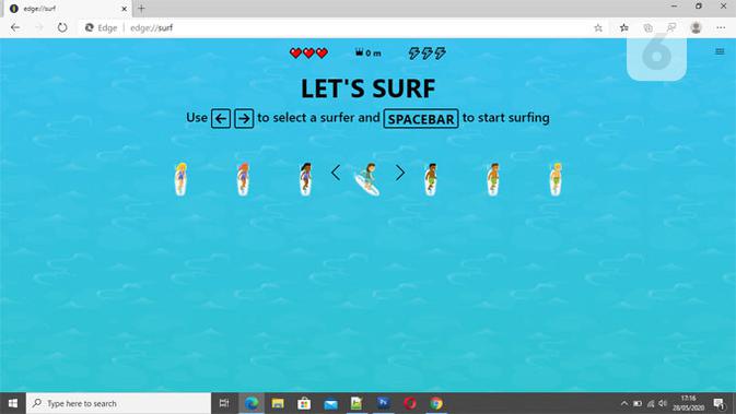 Gim Let's Surf di browser Microsoft Edge Chromium. (Liputan6.com/ Yuslianson)