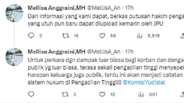 Kuasa hukum David Ozora, Mellisa Anggraini (Foto: Twitter/@MellisA_An)