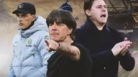 Ilustrasi - Pochettino, Tuchel, Loew (Bola.com/Decika Fatmawaty)