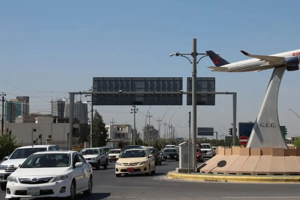 Dekat bandara Internasional Erbil di ibu kota wilayah otonomi Kurdi utara Irak.. (AFP)