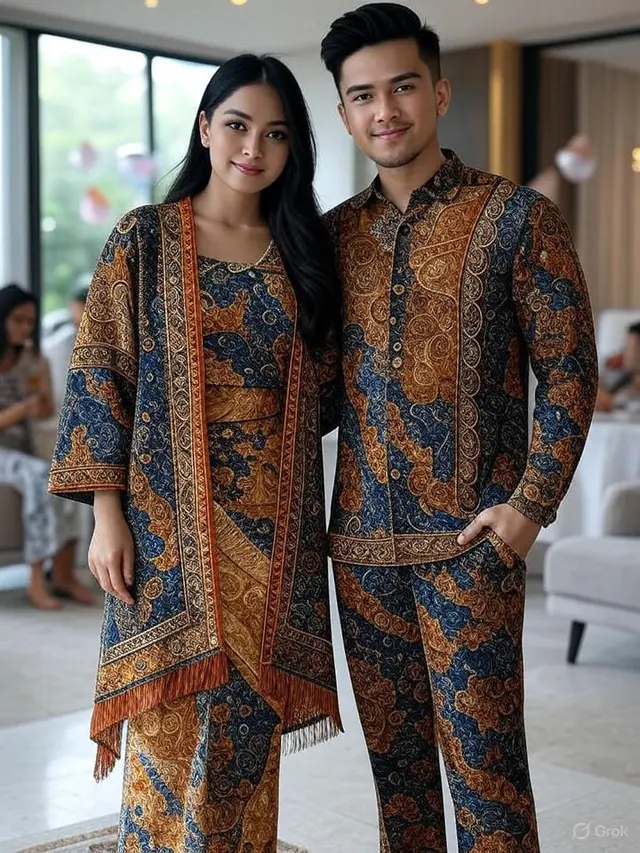 Model Sarimbit Batik Couple Modern untuk Keluarga Muda. Gemini