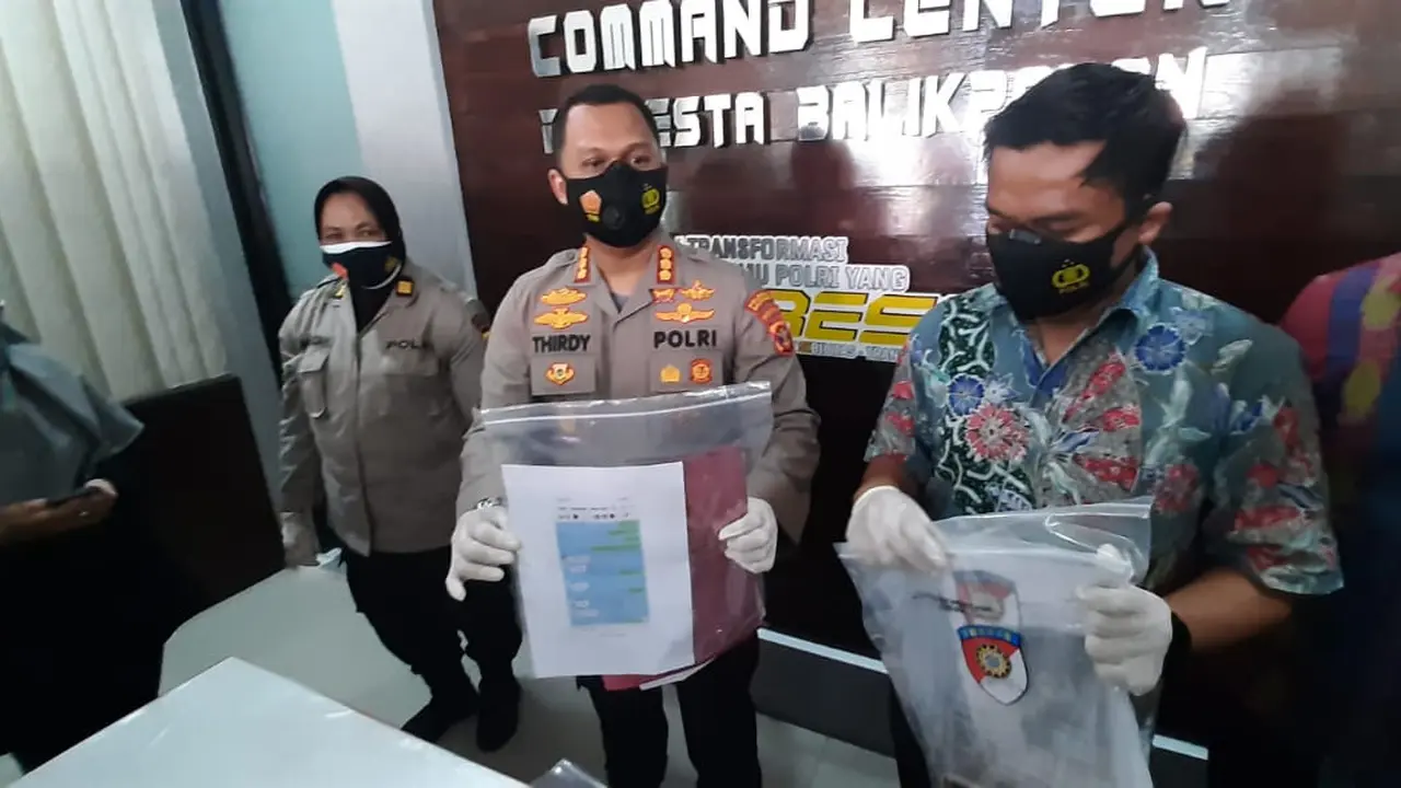 Jumpa press video mesum di Polresta Balikpapan Kaltim.