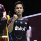 Tunggal putra Indonesia, Anthony Sinisuka Ginting, berhasil mengalahkan pemain Chinese Taipei, Chou Tien Chen, pada semifinal China Terbuka 2018, Sabtu (22/9/2018). (PBSI)