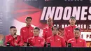 Petarung Indonesia saat jumpa pers Byon Combat Showbiz Vol. 6: Indonesia vs Malaysia II di Tennis Indoor Senayan, Jakarta, Jumat (21/11/2025). (Bola.com/M Iqbal Ichsan)