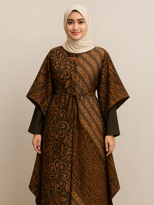 Gaya Batik Kombinasi Lengan Lonceng Bertali Hijab Friendly (Image by ChatGPT)