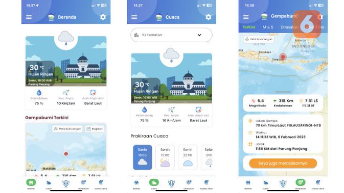 <p>Aplikasi Info BMKG untuk prakirakan cuaca di sekitar. (Liputan6.com/ Yuslianson)</p>