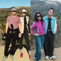 Luna hingga Ussy Sulistiawaty Bersama Keluarga Berfoto di Depan Hollywood Sign, Sebelum Kebakaran di Los Angeles. [@lunamaya/@ussypratama]