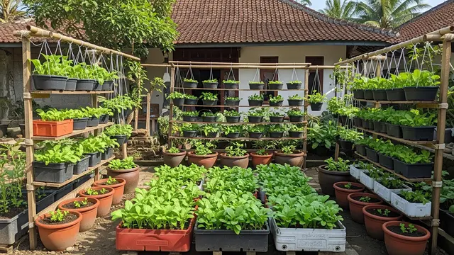 Ide Kebun Kacang-Kacangan dan Sayur yang Mudah Ditanam di Rumah Model Sawi Hijau di Pot
