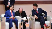 Presiden Jokowi duduk berdampingan dengan Perdana Menteri (PM) Kanada Justin Trudeau di KTT G20.