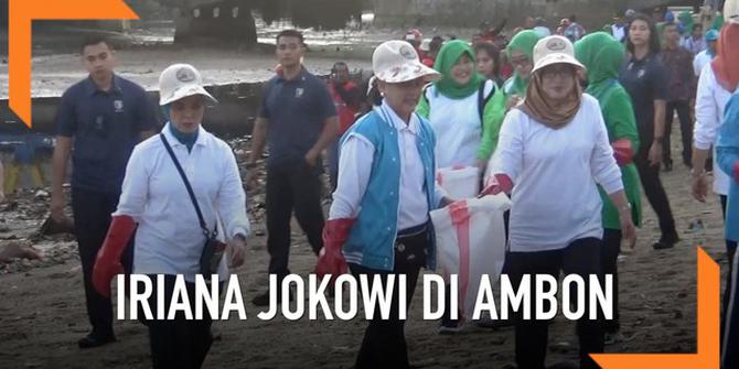VIDEO: Iriana Jokowi Bersihkan Sampah Pantai Ambon