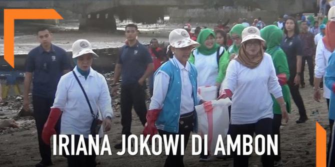 VIDEO: Iriana Jokowi Bersihkan Sampah Pantai Ambon