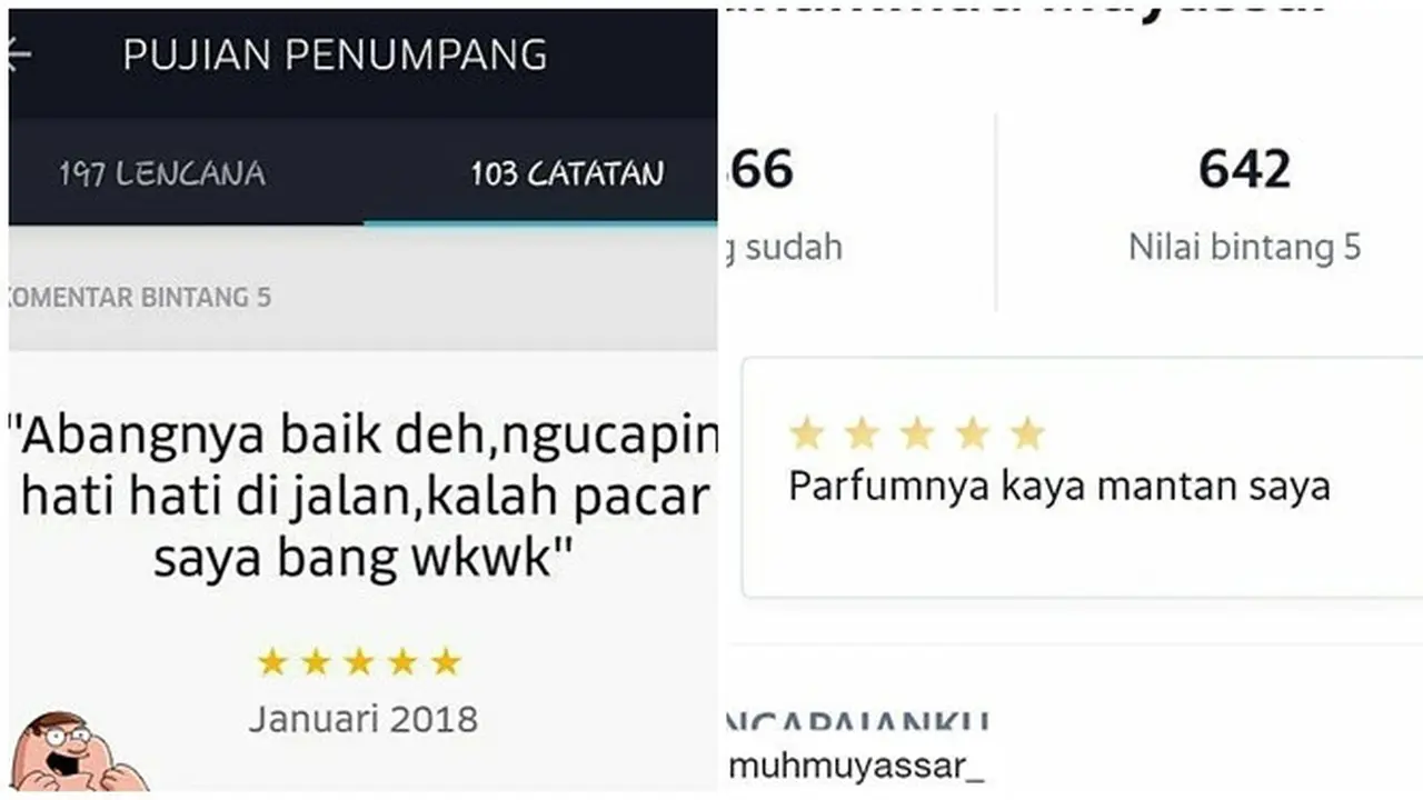 6 Ulasan Penumpang Ojek Online tapi Teringat Pacar dan Mantan Ini Kocak