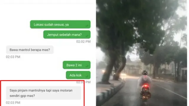 6 Momen Kocak Ojek Online saat Musim Hujan Ini Bikin Geleng Kepala