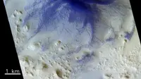 Efek dari kegilaan tornado debu di Mars. (ESA/Roscosmos/CaSSIS)