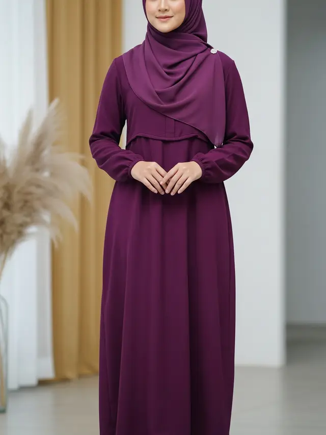 Gamis Syar'i Ungu Tua