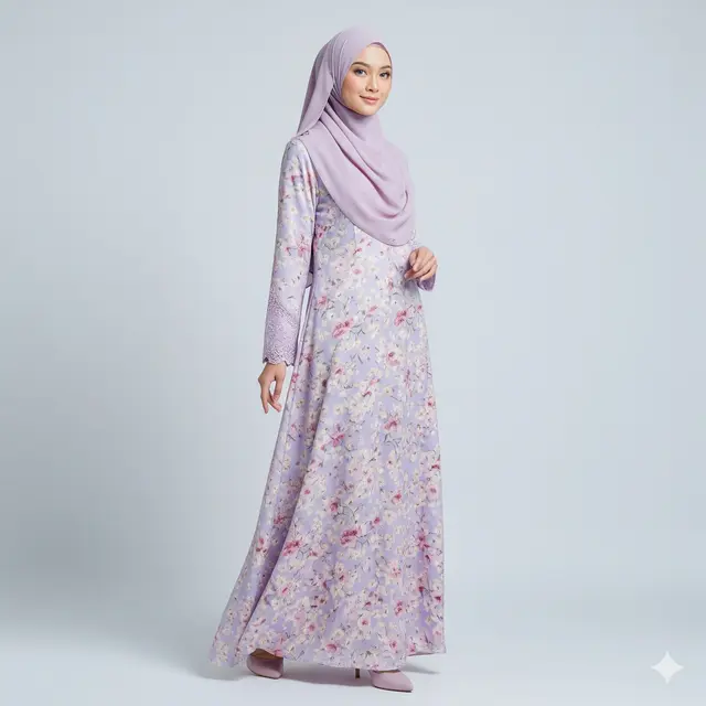 Inspirasi Long Dress Muslim Kombinasi Warna Pastel Kekinian. Gemini