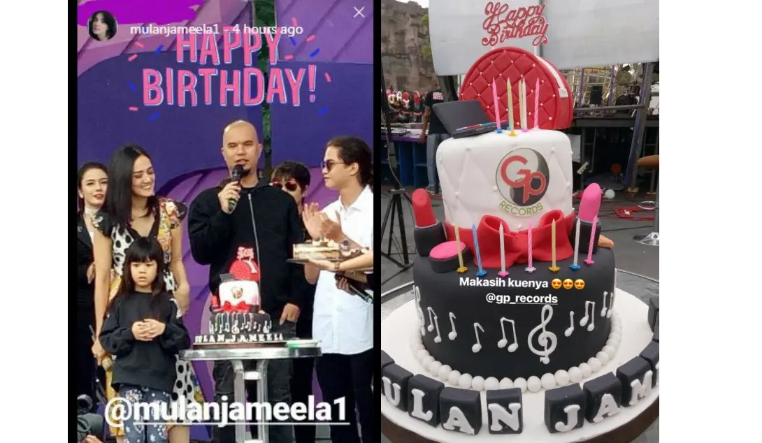 Mulan Jameela dan Dul Jaelani rayakan ulang tahun bareng.
