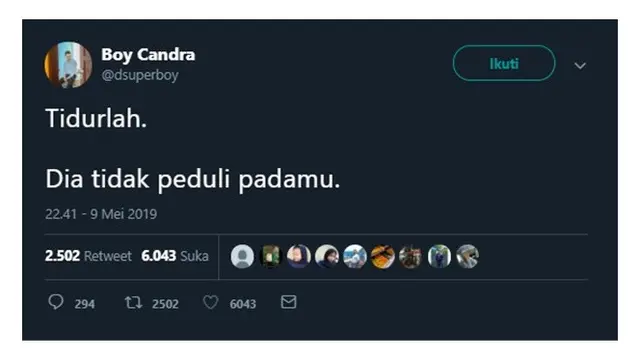 Nasehat Netizen Agar Segera Tidur Saat Cinta Tak Berbalas