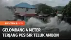 Gelombang setinggi 4 meter merusak sejumlah rumah serta fasilitas umum di pesisir Kota Ambon, Maluku, Minggu (25/12) kemarin. Warga di pesisir teluk Ambon khawatir dengan gelombang tinggi yang melanda sejak beberapa hari belakangan.
