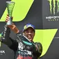 4. Pembalap Petronas Yamaha, Franco Morbidelli, berhasil finis di urutan ke dua balapan MotoGP Republik Ceska di Sirkuit Brno, Minggu (9/8/2020). Hasil tersebut membuat Morbidelli menempati posisi empat klasemen dengan 31 poin. (AFP/Joe Klamar)