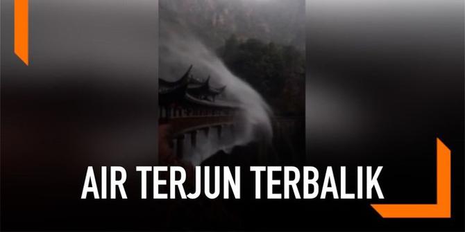 VIDEO: Detik-Detik Angin Kencang Membalikkan Air Terjun