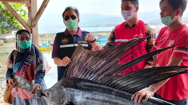Kepala BPH Migas M. Fanshurullah Asa memastikan ketersediaan dan pendistribusian BBM di sentra nelayan pelabuhan Krui, Lampung (19/09/2020). (Dok BPH Migas)