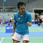 Tunggal putra Indonesia Ihsan Maulana Mustofa lolos ke babak kedua Japan Open Super Series 2015 di Tokyo, Jepang, Rabu (9/9/2015). (Liputan6.com/Humas PP PBSI)