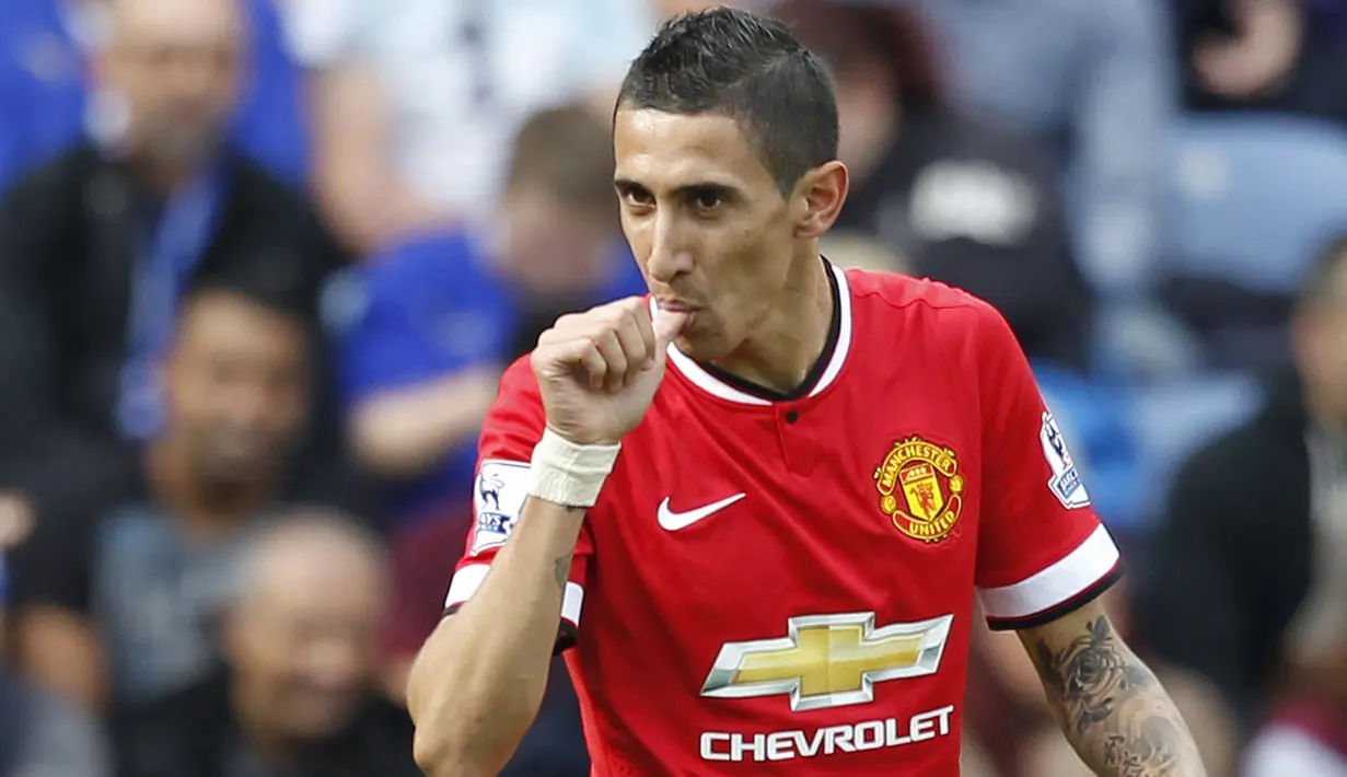 9. Angel di Maria (2014-2015) - Dari Real Madrid ke Manchester United dengan nilai transfer: 67,5 juta poundsterling. Nilai saat ini menurut data inflasi: 121,4 juta poundsterling. (AFP/Ian Kington)