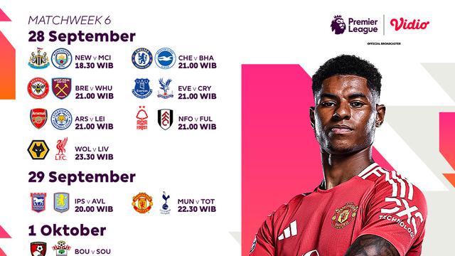 Jadwal Liga Inggris Matchweek 6 di Vidio