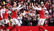 Selebrasi pemain Arsenal saat melawan Forest di Liga Inggris (AFP)